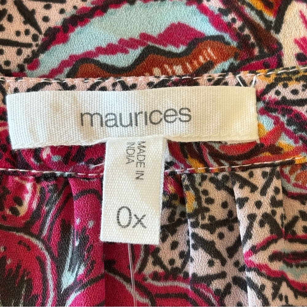 NWT Maurices Women's Multicolor Floral Blouse V-neck SZ 0X - Picture 6 of 8